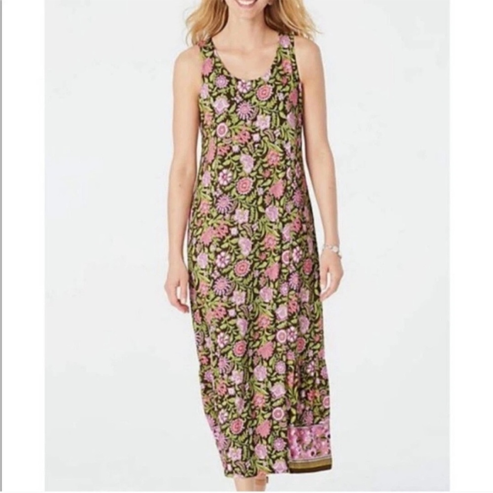 J. JILL Women's Soft Stretch Floral Casual Sleeveless Maxi Dress Size Medium